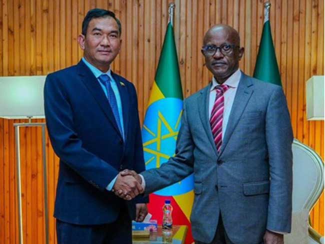 Ambassador of the Republic of the Union of Myanmar to Ethiopia pays a courtesy call on H.E. Ambassador Mr. Hadera Abera, State Minister of Foreign Affairs for Political and Economic Affairs of the Federal Democratic Republic of Ethiopia